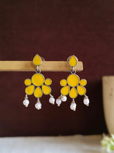 Hand-Painted Silver Enamel Danglers – Elegant & Timeless | AMOLA