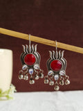 Lotus Oxidised Hook Earrings | AMOLA