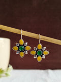 Floral Replica Stone Oxidized Hook Earrings | AMOLA