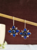 Floral Replica Stone Oxidized Hook Earrings | AMOLA