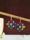 Floral Replica Stone Oxidized Hook Earrings | AMOLA