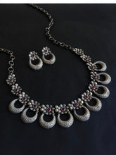 925 Silver Half-Moon Floral Necklace Set | AMOLA