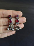 Traditional Silver Replica Oxidised Stones Necklace Set with Ghungroos | AMOLA