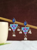 Hand-Painted Trikon Pearl Drop Earrings | AMOLA