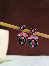 Enamel Oxidized Silver Dangler Earrings | AMOLA