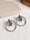 Pink Stone Oxidized Stud Earrings | AMOLA