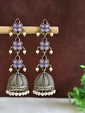 Antique Oxidised Pearl Drop Jhumka Earrings | AMOLA
