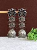 Elegant Silver Look-Alike Jhumka Earrings | AMOLA