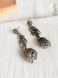 Oxidized Silver Floral Jhumka Earring | AMOLA