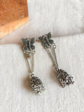 Butterfly Oxidized Silver Jhumka Earrings | AMOLA