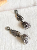 Oxidized Silver Floral Jhumka Earring | AMOLA