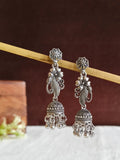 Oxidized Silver Floral Jhumka Earring | AMOLA