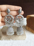 Oxidized Silver Traditional Jhumka Earrings | AMOLA