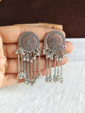 Oxidized Silver Chain Drop Earrings | AMOLA
