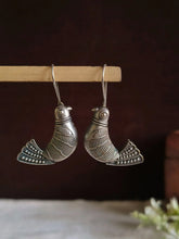 Silver Oxidized Bird Hook Earrings | Sarichka