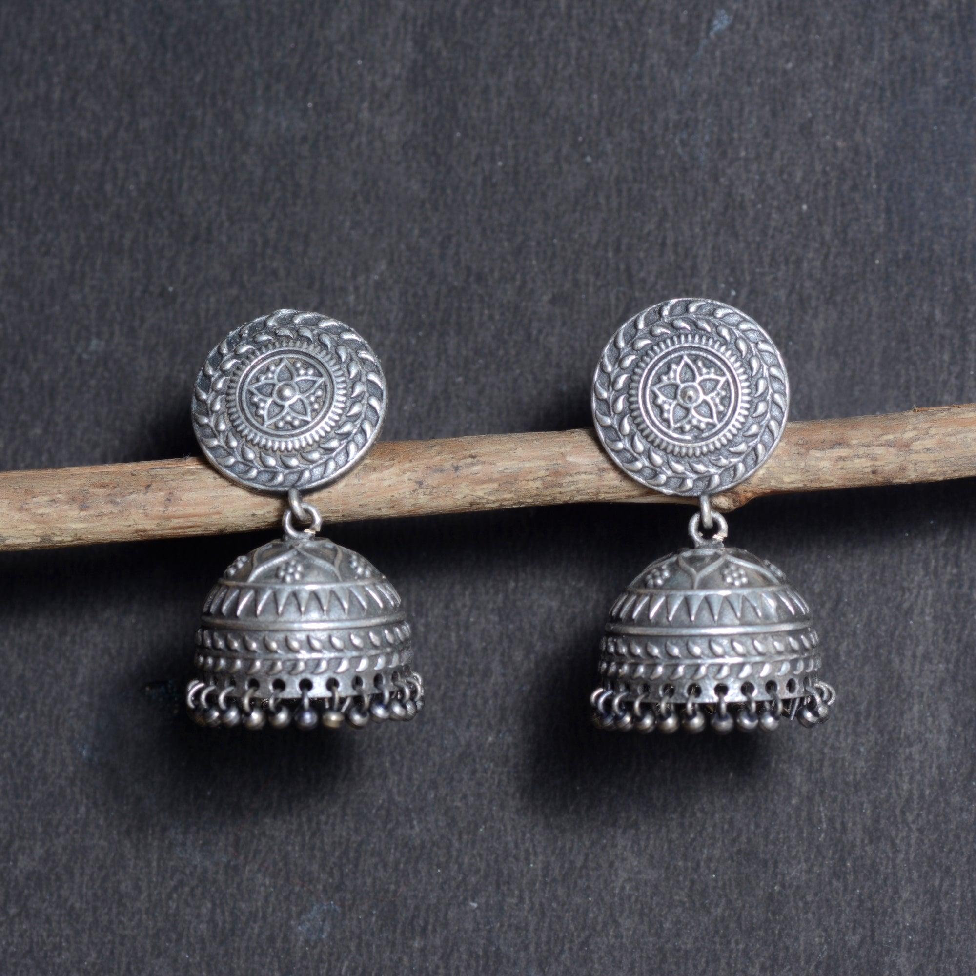 Trendy Oxidized Silver Look alike Regular Jhumka earring - Sarichka Fashion