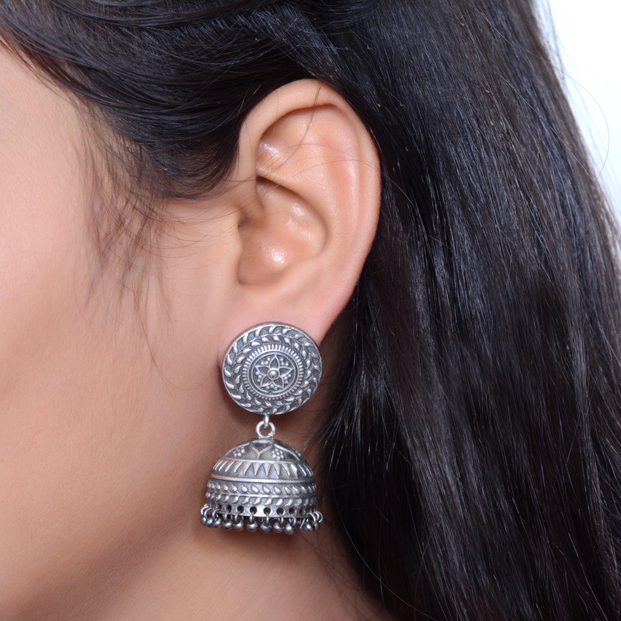 Trendy Oxidized Silver Look alike Regular Jhumka earring - Sarichka Fashion