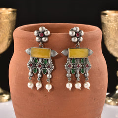 Antique Oxidised Meenakari Earrings | Sarichka