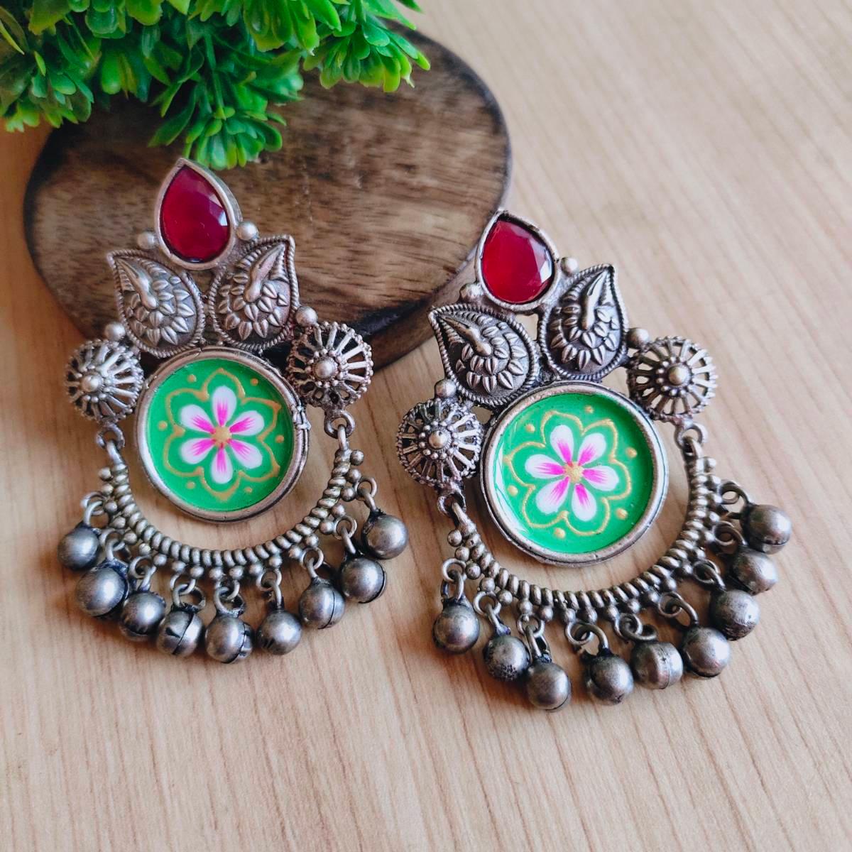 Chand Wali Enamel Earring with Ghungroo | Sarichka