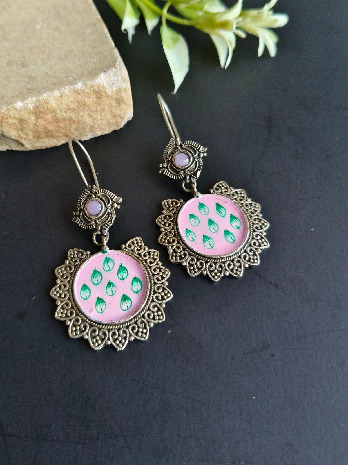 Round Enamel Hook Earring With Multi Color | Sarichka