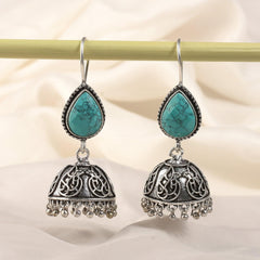 Sarichka Traditional Stone Hook Jhumka Earrings - Sarichka Fashion