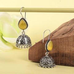 Sarichka Traditional Stone Hook Jhumka Earrings - Sarichka Fashion