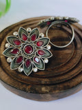 Silver Replica Designer Stone Adjustable Finger Rings for Ethnic Style | Sarichka