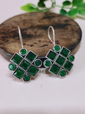 Oxidized Silver Stone Hook Earrings for Elegant Style | Sarichka