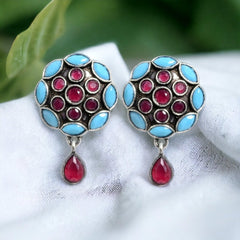 Red stone earrings