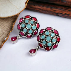 red mint blue earrings partywear