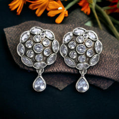 silver ad stone earrings