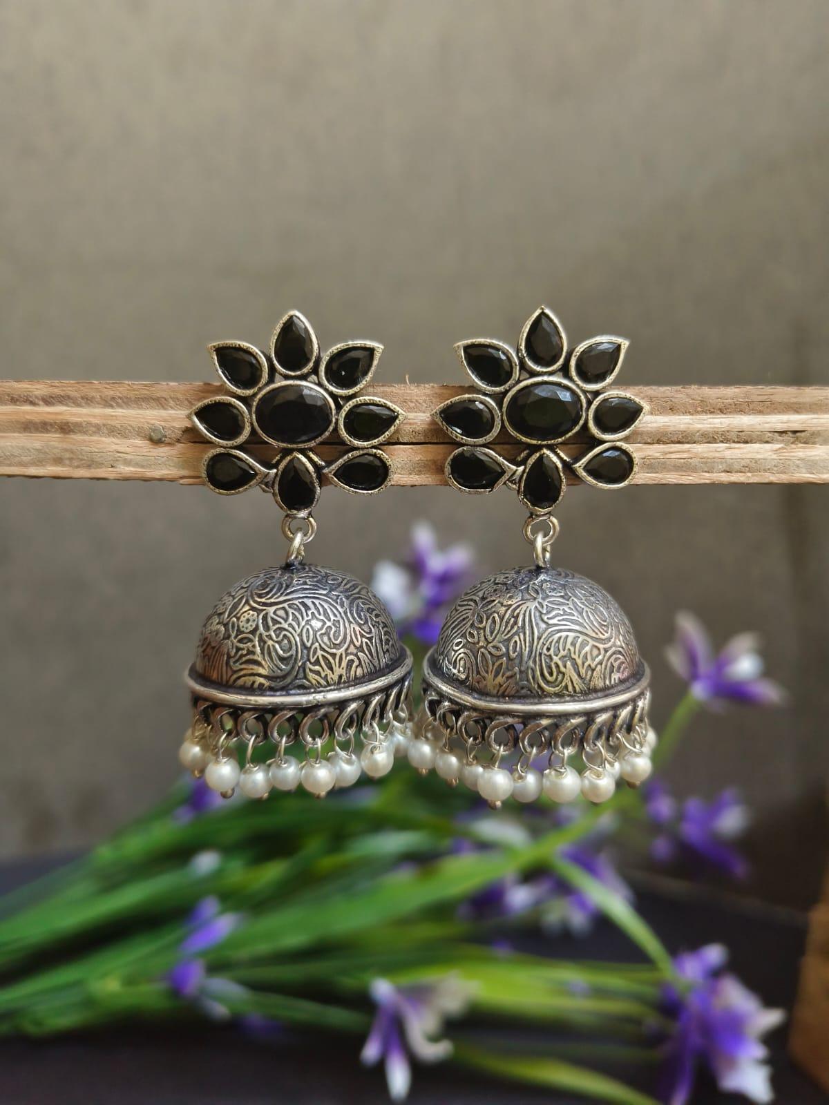 Oxidised Pearl Jhumka
