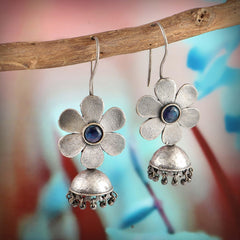 Oxidised Flower Oxidised Hook Jhumki | Sarichka