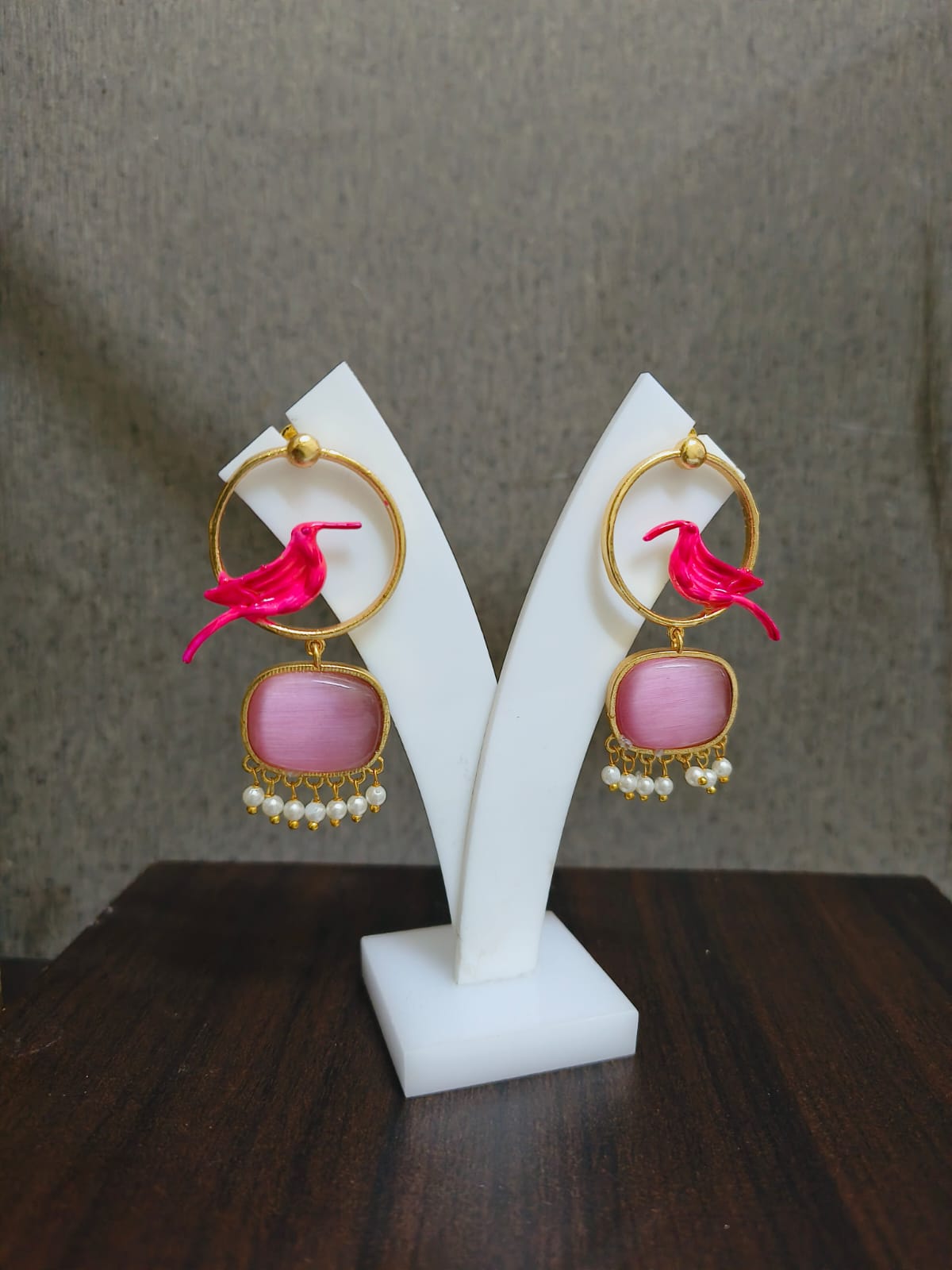 Monalisa Bird Gold Plated Pearl Earrings | Sarichka