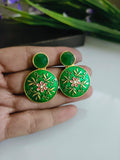 Sarichka Gold Plated Partywear Enamel Stud Earrings