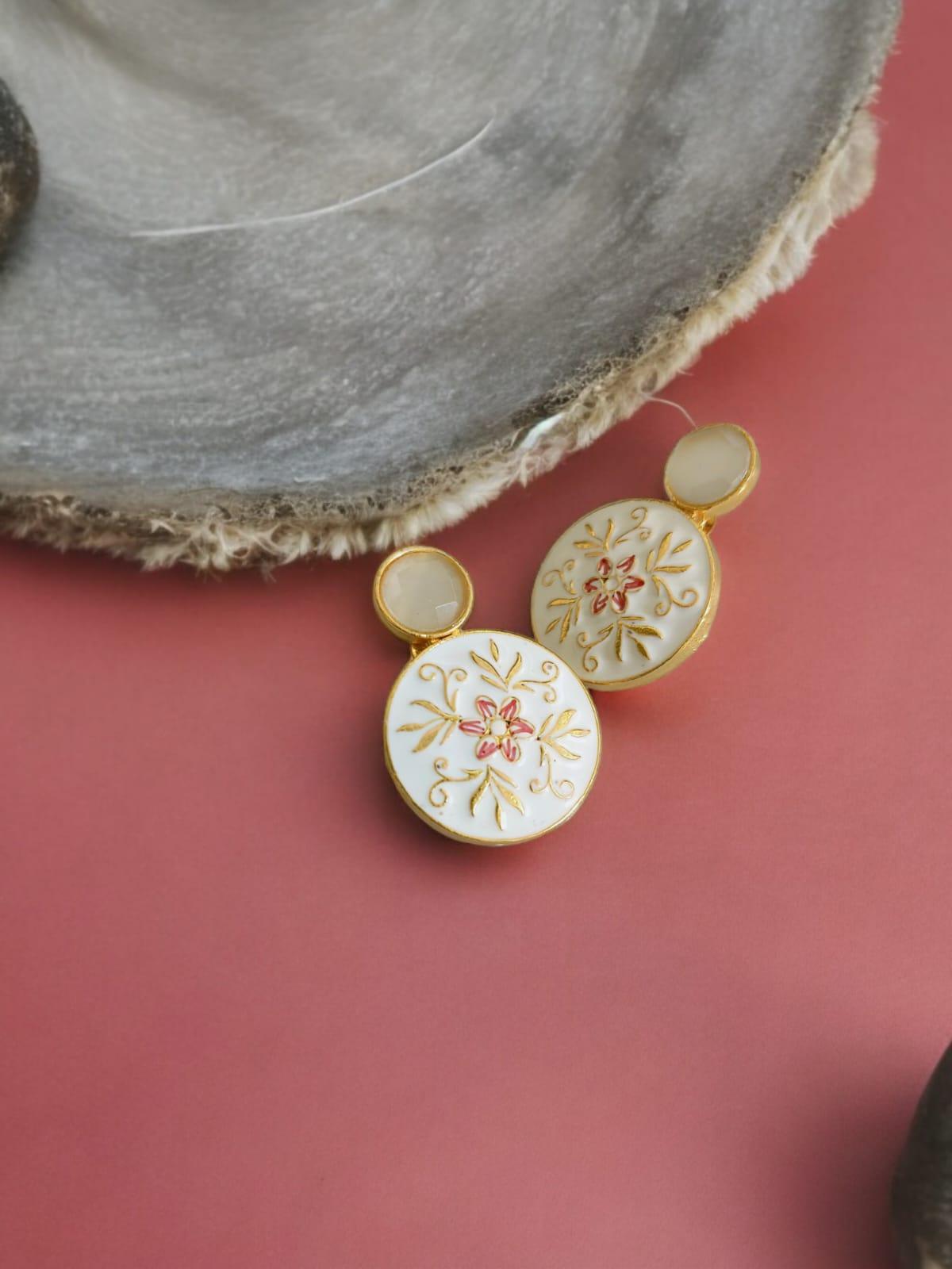 Sarichka Gold Plated Partywear Enamel Stud Earrings