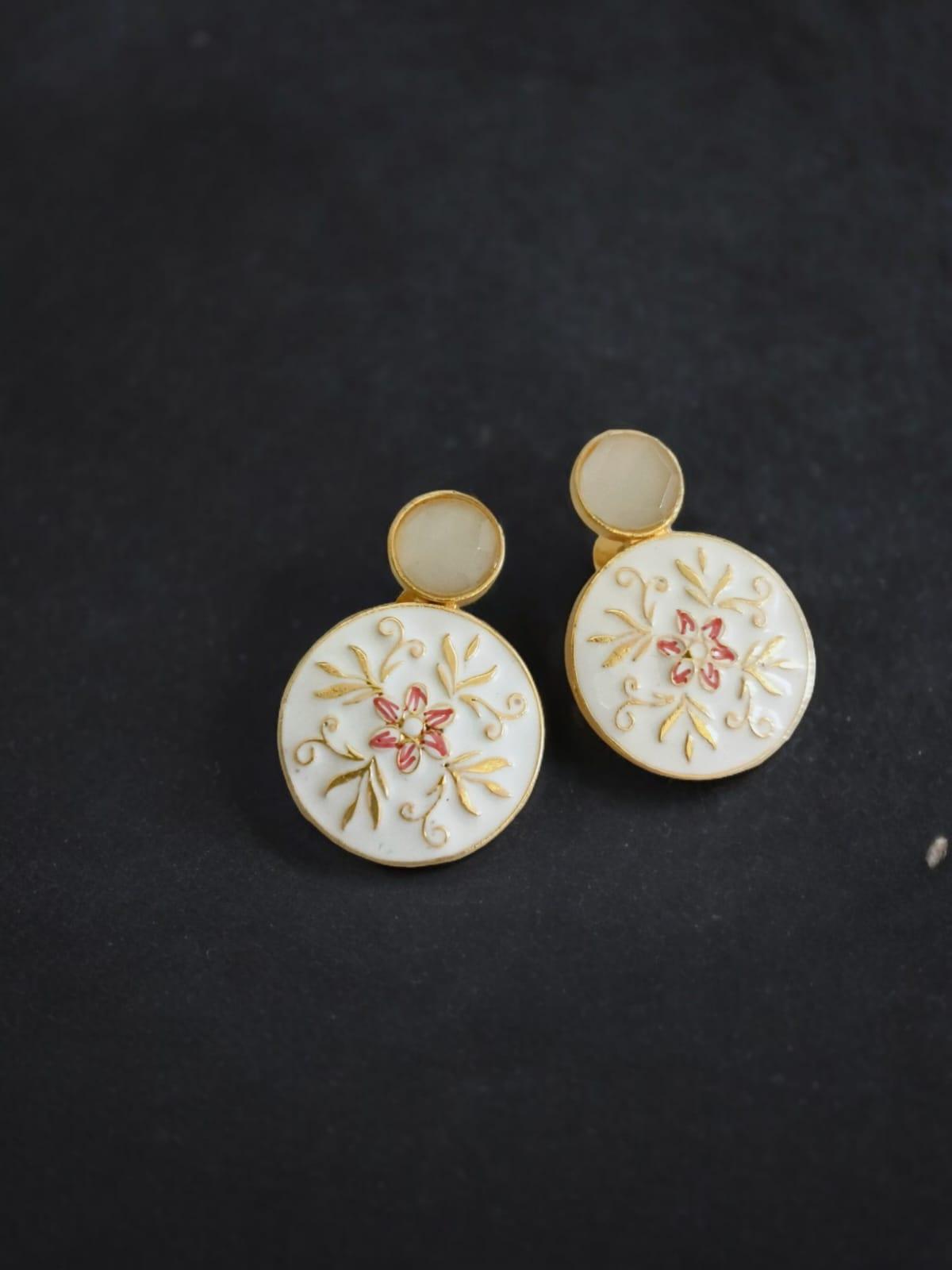 Sarichka Gold Plated Partywear Enamel Stud Earrings