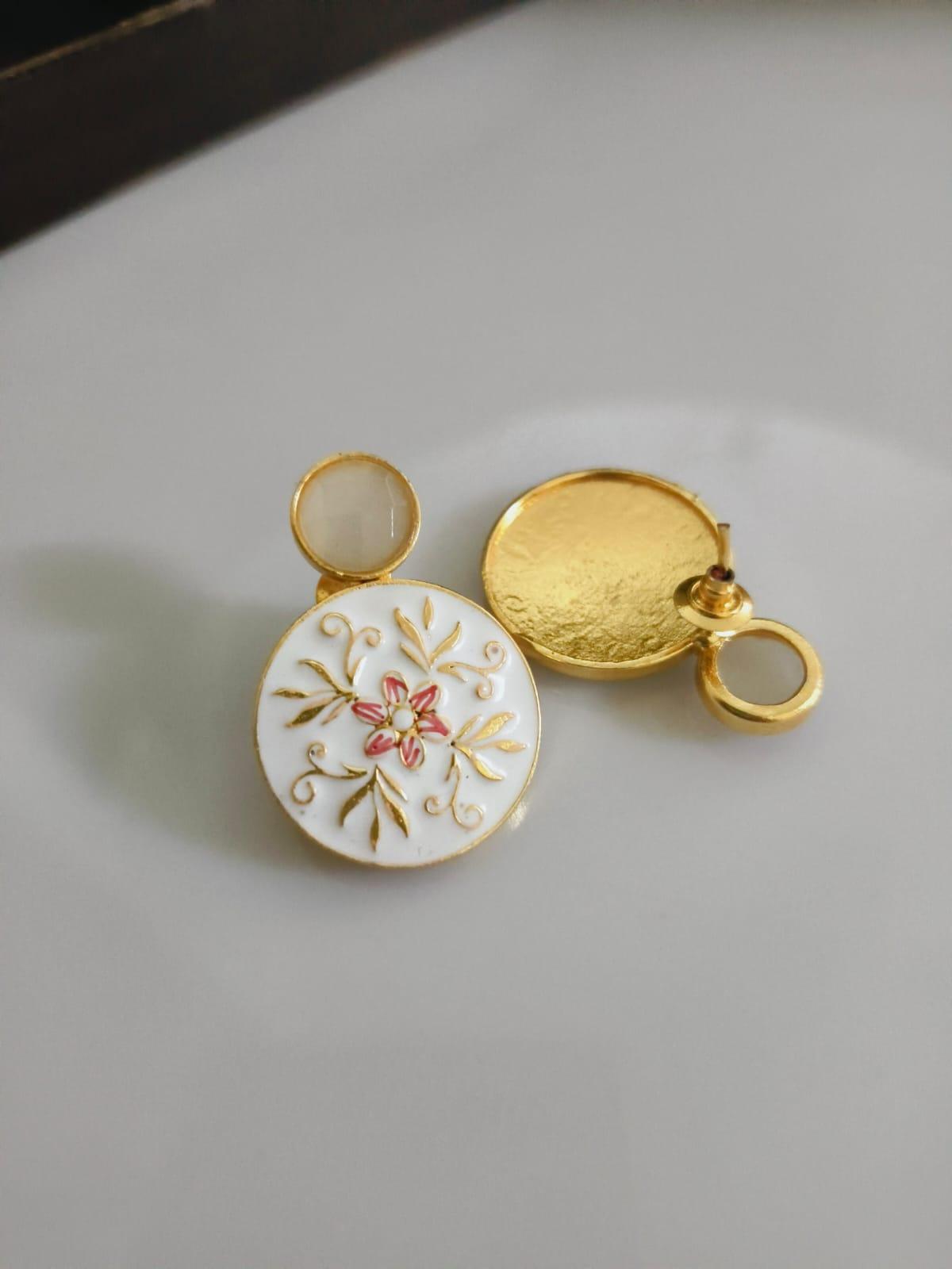 Sarichka Gold Plated Partywear Enamel Stud Earrings