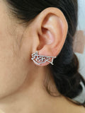 Oxidised Silver Shankra Stud Earrings for Spiritual Elegance | Sarichka