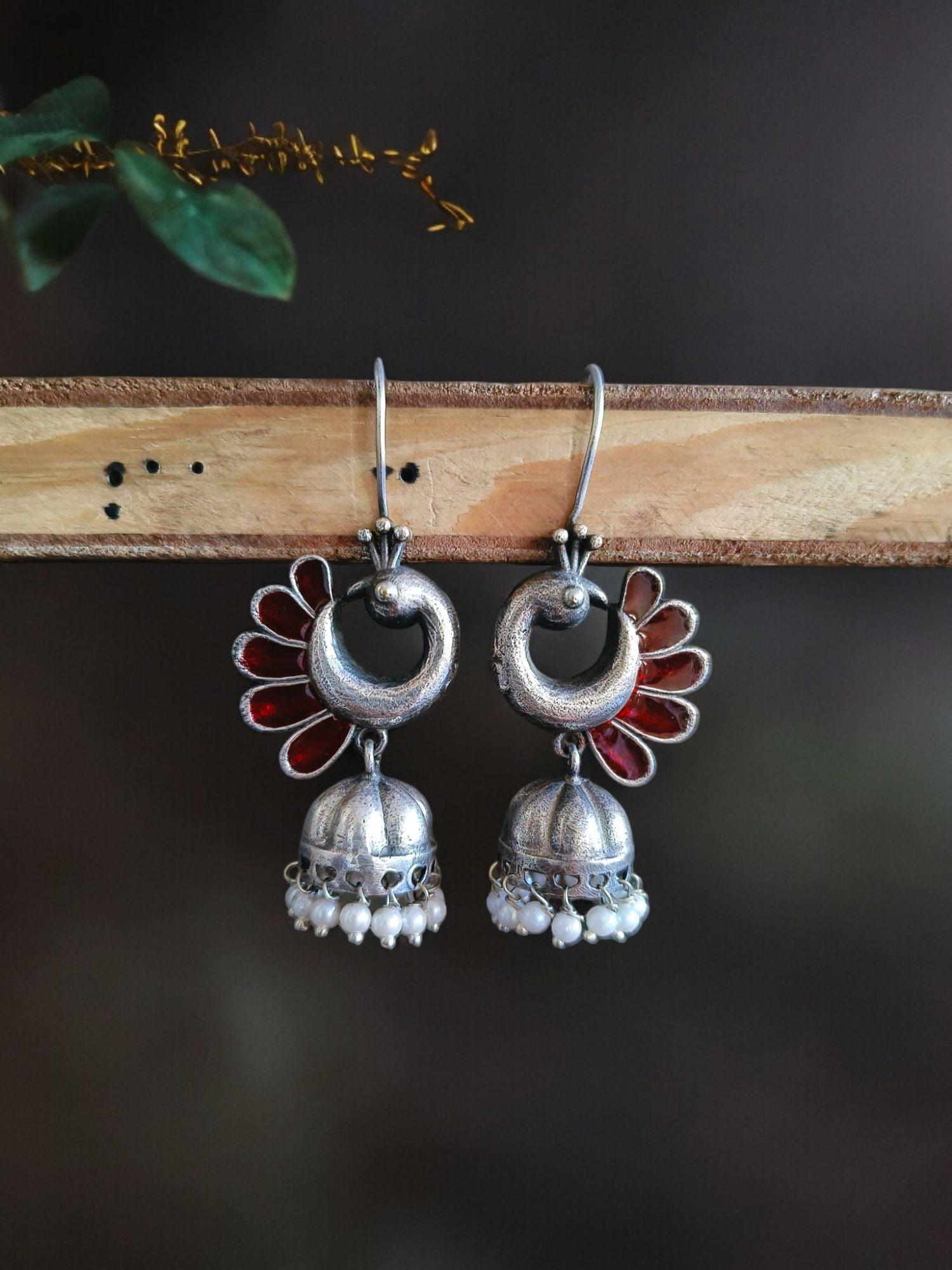 Oxidised jhumka earrings