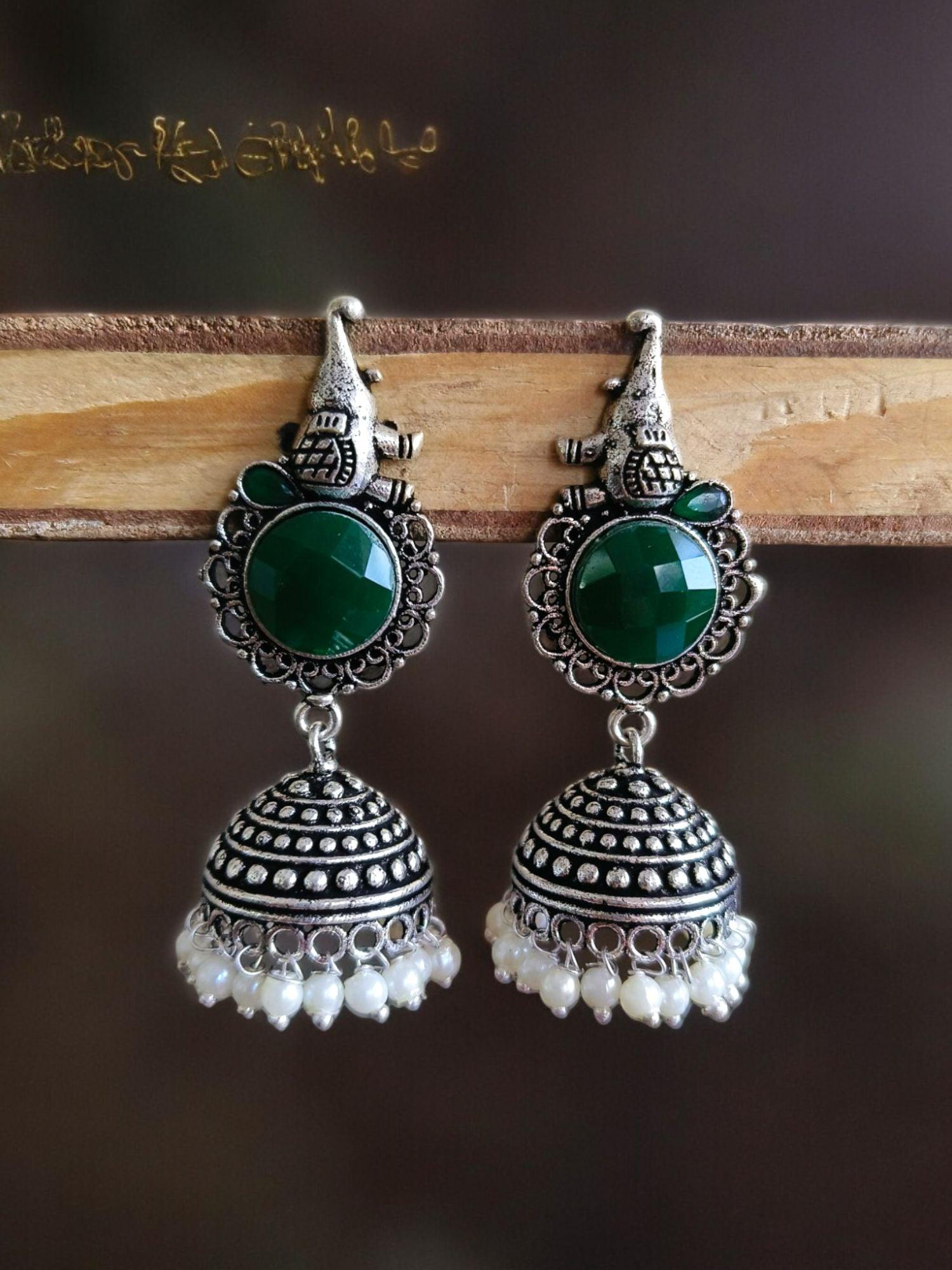 Oxidised Pearl Earrings