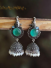 Oxidised Pearl Earrings