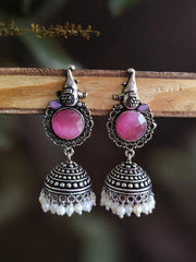 Oxidised Pearl Earrings