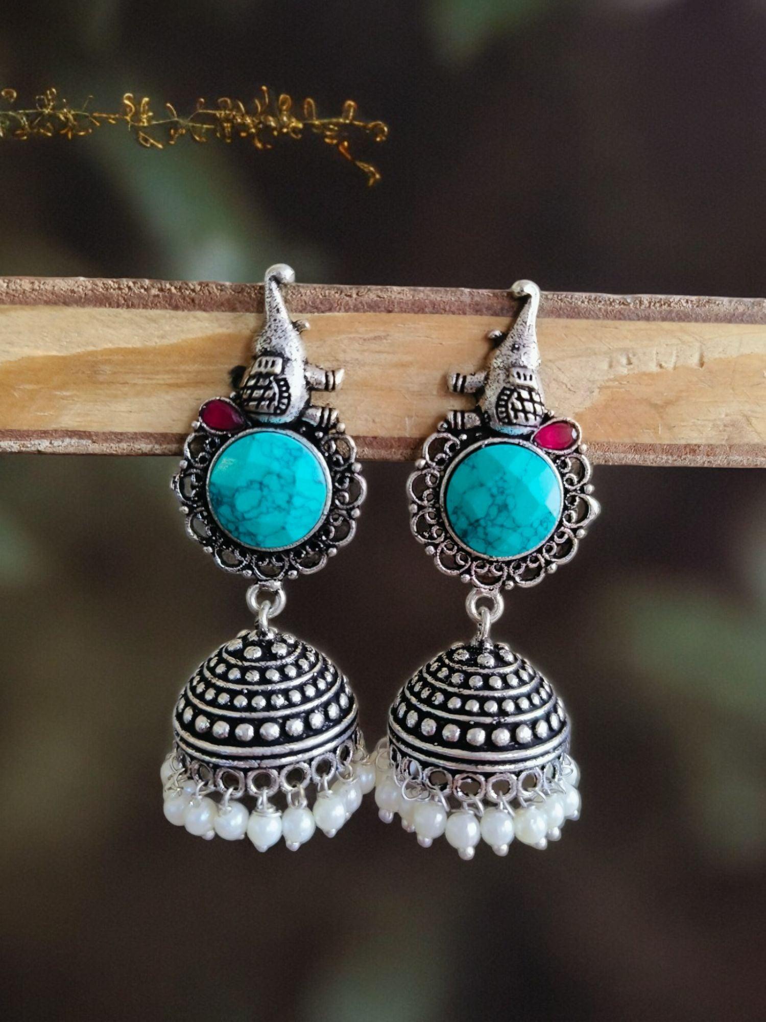 Oxidised Pearl Earrings