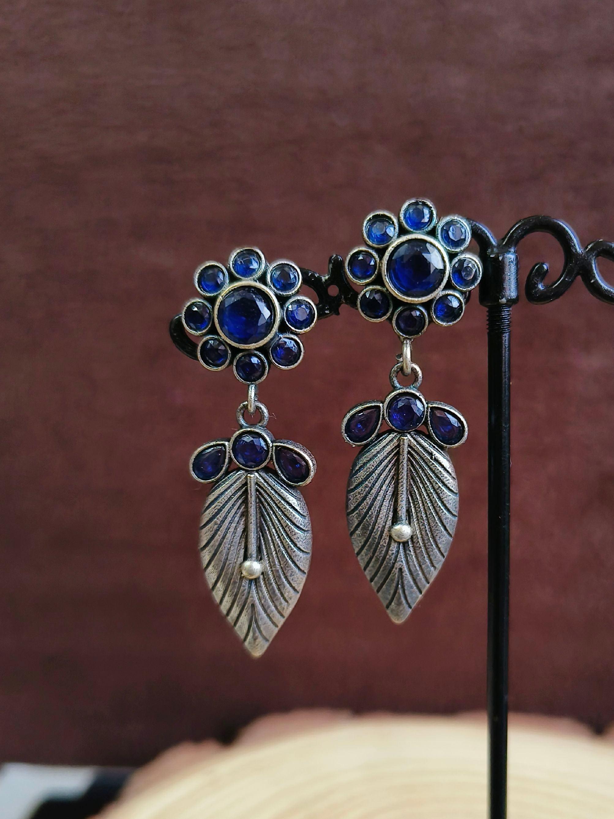 Leaf Oxidised Dangler Earrings | Sarichka