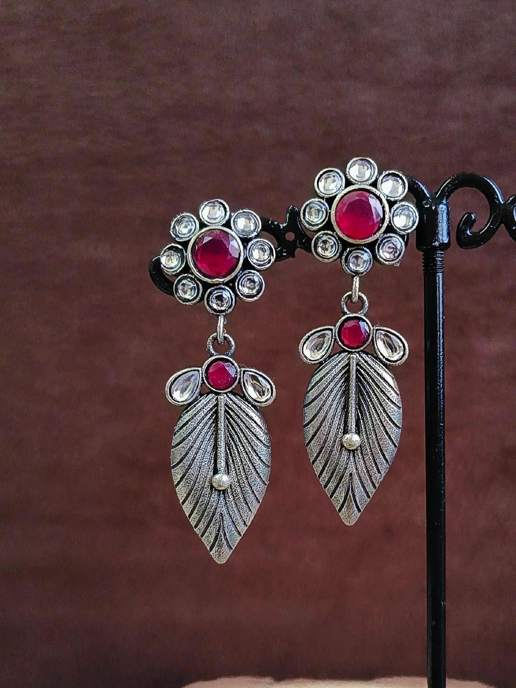Leaf Oxidised Dangler Earrings | Sarichka