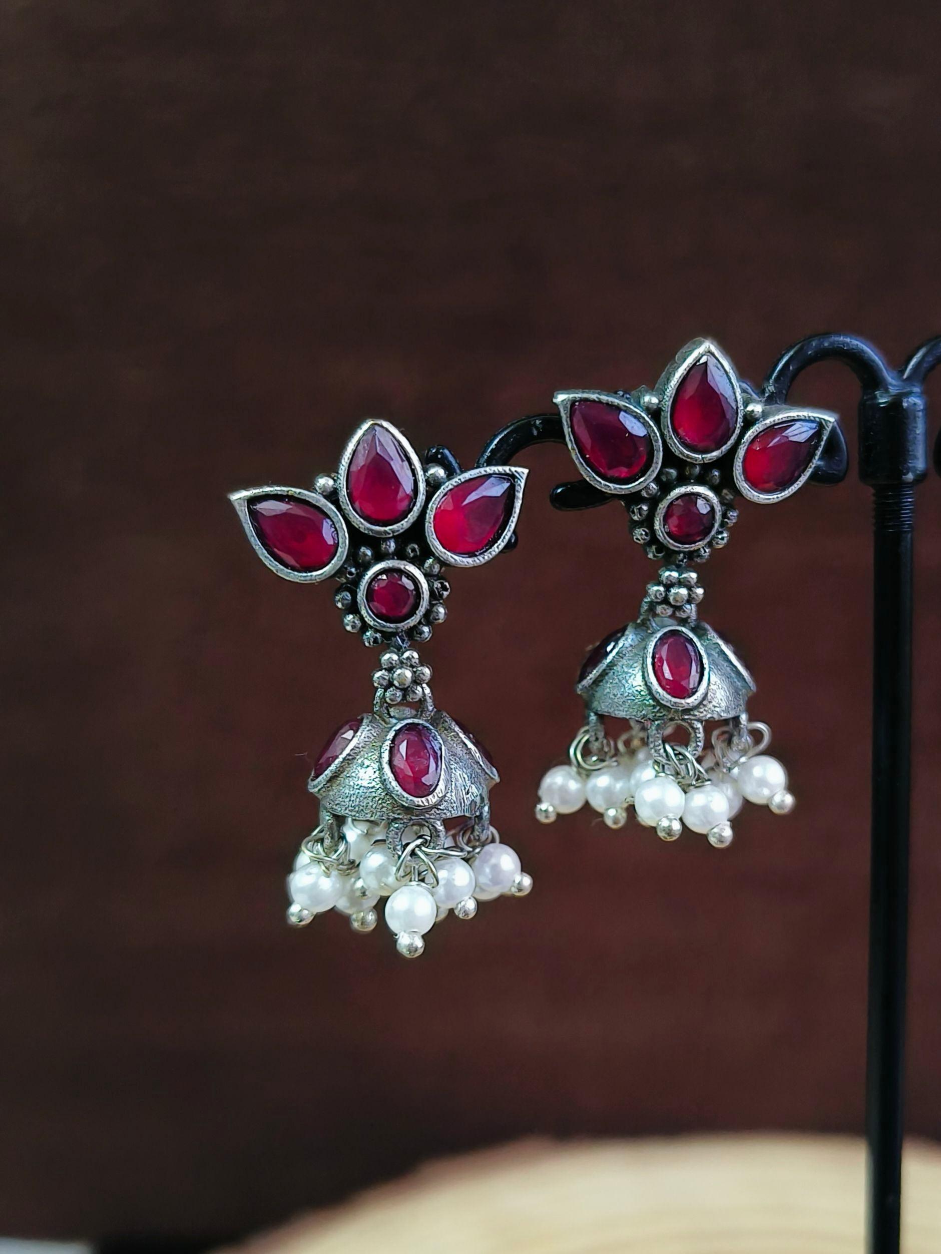 Oxidised Pearl Jhumki