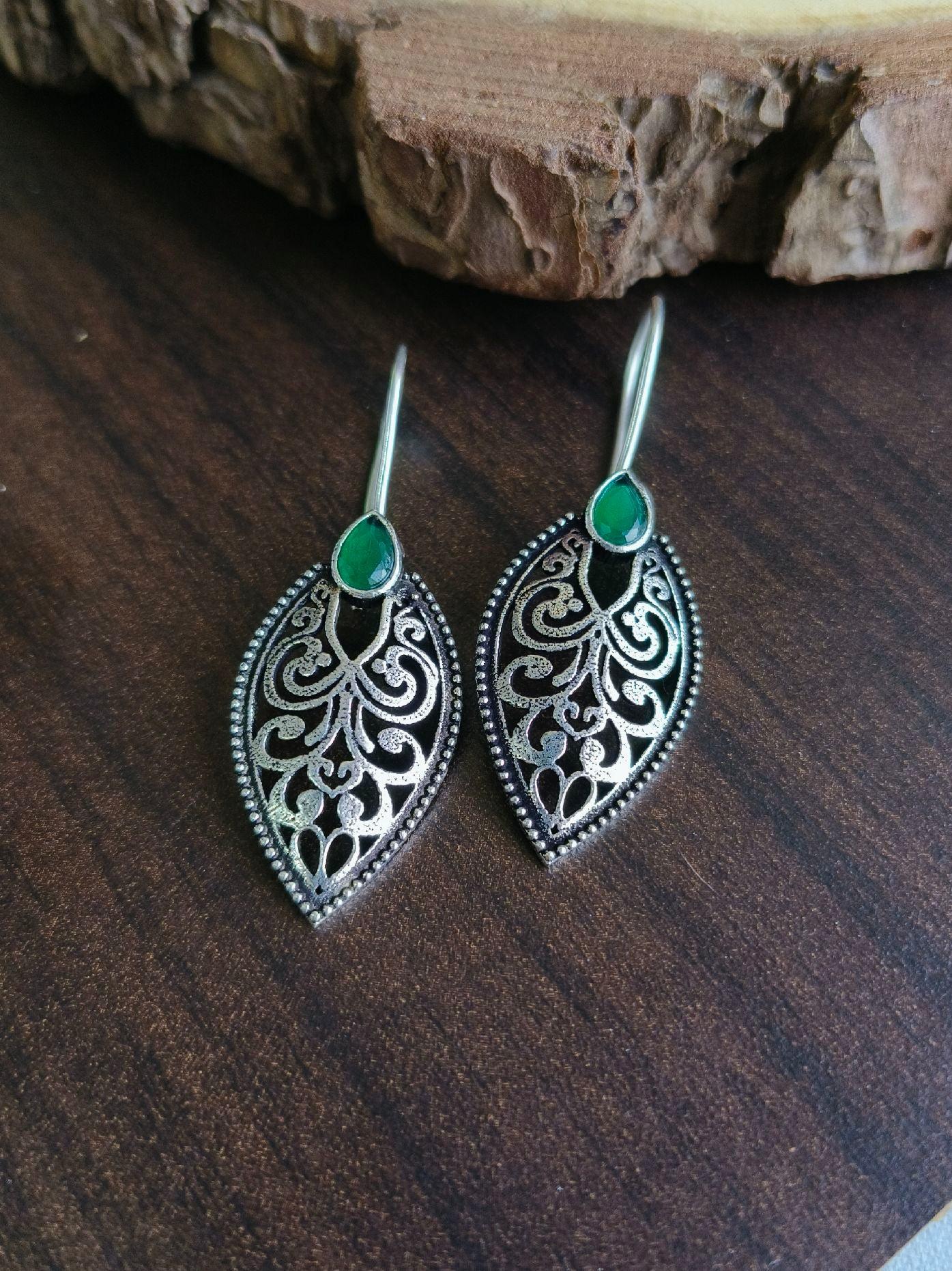 Leaf Oxidised Hook Earrings | Sarichka