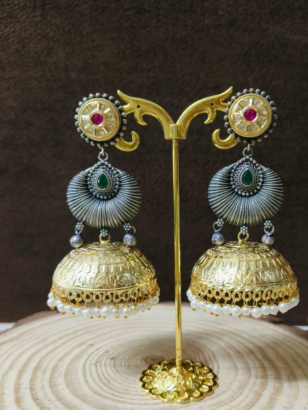 oxidized long Jhumka