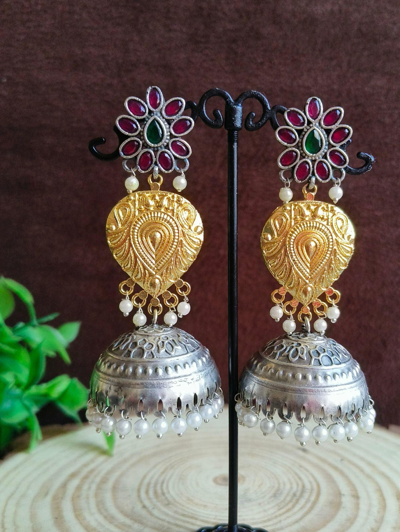 oxidized long jhumka